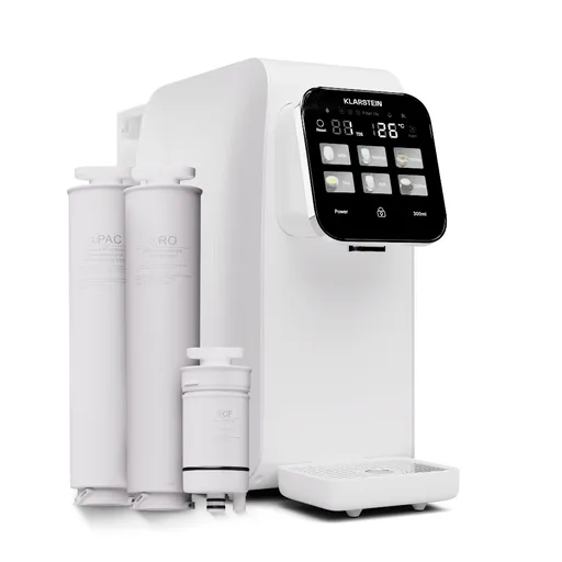 Klarstein AquaLine 3L, purificator de apă, filtrare în 5 trepte, volum 3 l, 6 temperaturi ale apei, alb