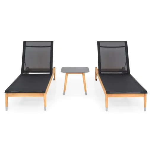 Set 2 Sezlonguri si Masuta, MENORCA, Natur sau Negru