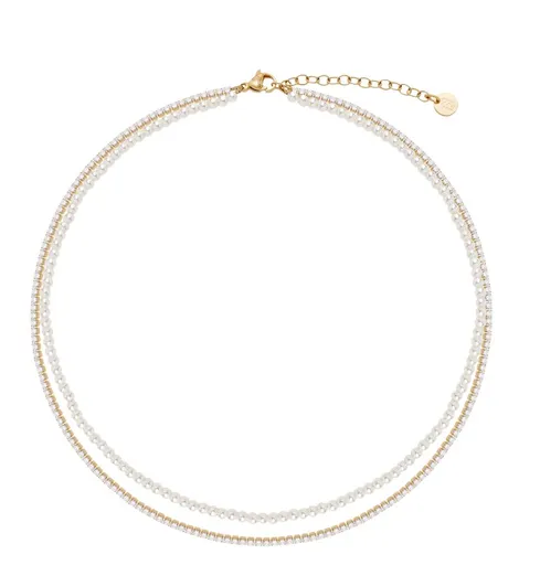 Liu Jo Colier dublu din perle placat cu aur pentru femei LJ3026