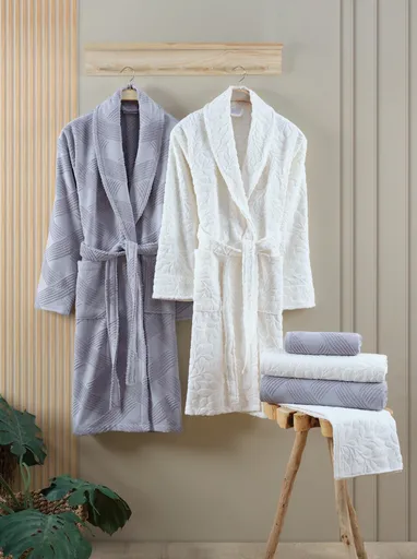 Set de baie Family, L'essentiel Maison, Benito, Gri / Crem