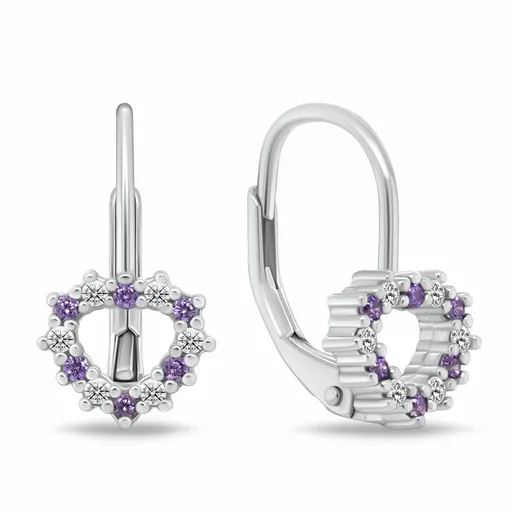 Brilio Silver Cercei din argint pentru fete, Inimioară cu zirconi cubici EA1235WAM