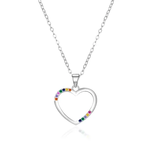 Agato Colier din argint Inimă cu zircon colorat AGT-N042C (lanț, pandantiv)