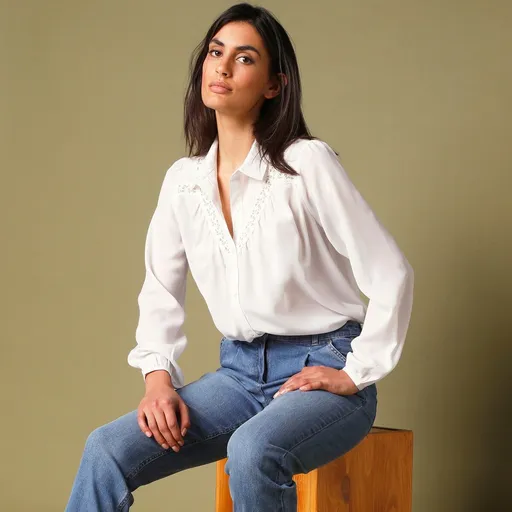 Cămașă cu macrameu, din poliester reciclat