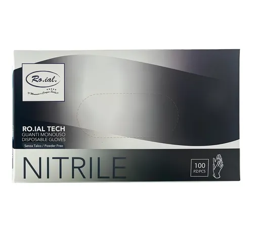 Manusi din Nitril Nepudrate - Roial Tech Negru L 100buc