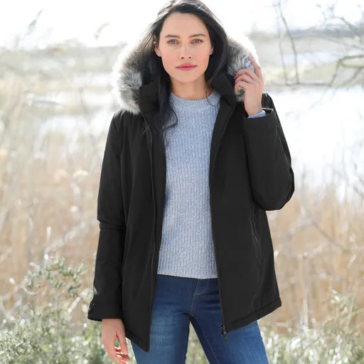 Parka impermeabilă cu fermoar și glugă detașabilă