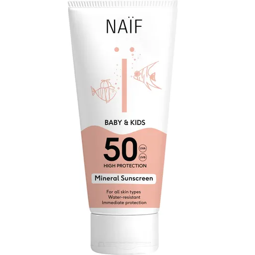 NAÏF Cremă de protecție solară pentru copii și bebeluși SPF 50 Baby & Kids (Mineral Sunscreen) 100 ml