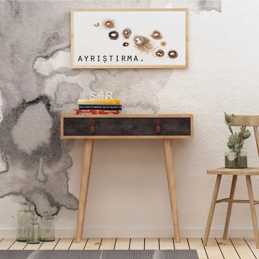 Bufet, Hanah Home, Illas, 80x87.6x30 cm, Stejar / Gri închis