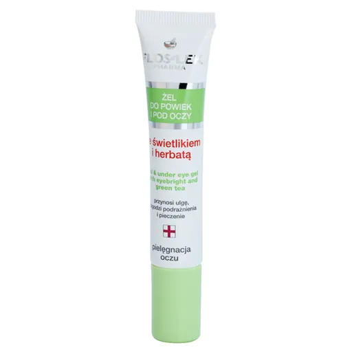 FlosLek Pharma Eye Care Gel pentru jurul ochilor cu un luminator și ceai verde 15 ml