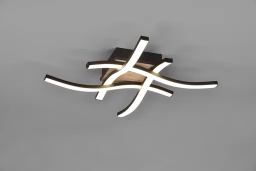 Plafoniera Route, RL, 46x46x7 cm, 5W, 4x SMD, MDF, natur/negru