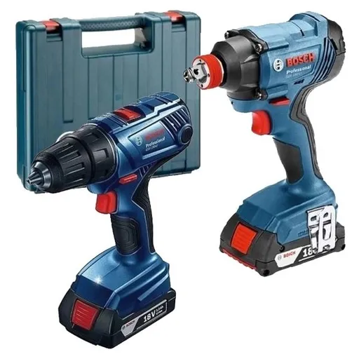 Masina de insurubat cu impact + Masina de gaurit si insurubat, BOSCH 06019G5222, 2 acumulatori, Li-Ion, 18 V, 1.5 Ah, GDX 180-LI + GSR 180