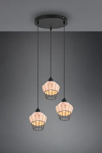 Lustra Borka, RL, 41x150 cm, 40W, 3x E27, ratan, natur/negru