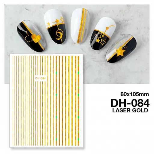 Matrita unghii autocolanta DH-084 - linii Laser Gold
