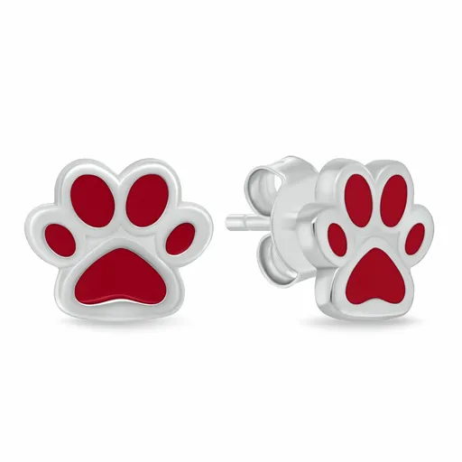 Brilio Silver Cercei drăguți din argint Lăbuță roșie EA1213WR