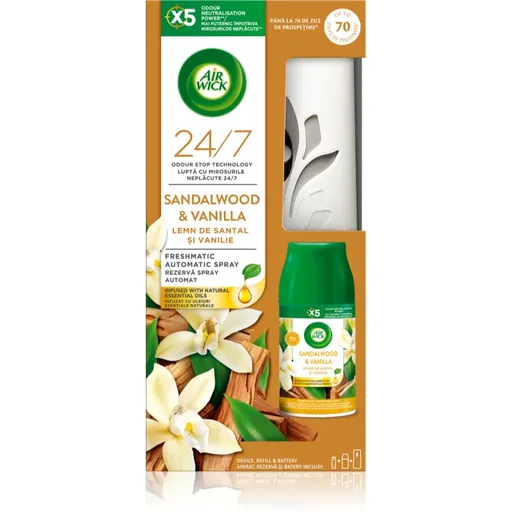 Air Wick Freshmatic Sandalwood & Vanilla odorizant de aer automat cu reîncărcare 250 ml