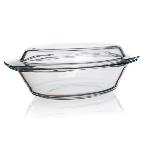 Tavă ovală de copt Simax, din sticlă, cu capac, 3,6 l