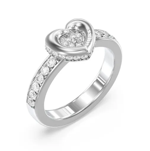 Guess Inel gingaș din oțel Inimă cu cristale L.O.V.E. JUBR05464JWRH 52 mm