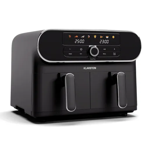 Klarstein Friteuză cu aer cald AuraAir Color Touch, 2 camere, 11 l, 1700 W, 80 - 200 °C, 8 programe