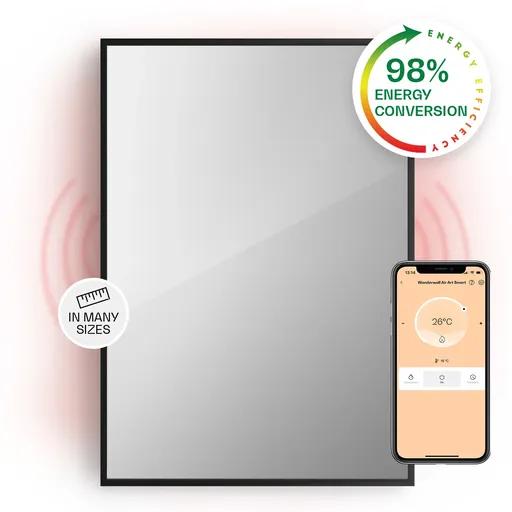 Klarstein La Palma 750 încălzitor smart 2 în 1 Convector infraroșu 85 x 60 cm 750 W partea frontală cu oglindă