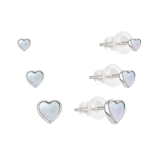 MOISS Set de cercei din argint in formă de inimă E0004634 (3 perechi de cercei)