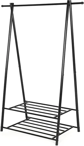 Suport pentru umerase cu 2 niveluri, Songmics, 87.5x41x155 cm, max 70 kg, fier, negru