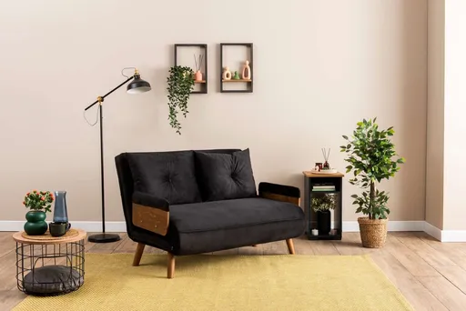 Canapea extensibila 2 locuri, Atelier del Sofa, 859FTN2721, Negru