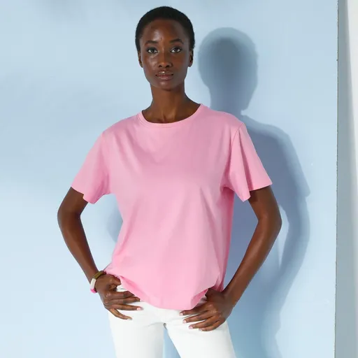 Cămașă dreaptă cu mânecă scurtă și decolteu rotund