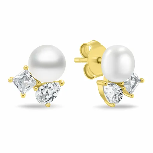 Brilio Silver Cercei fini placați cu aur cu zirconi și perlă EA1190Y