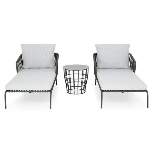 Set 2 Sezlonguri si Masuta, Milano, Gri / Alb