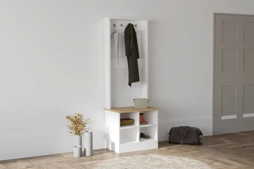 Cuier de perete, Hanah Home, Mare, 64x175x43 cm, Safir / Alb