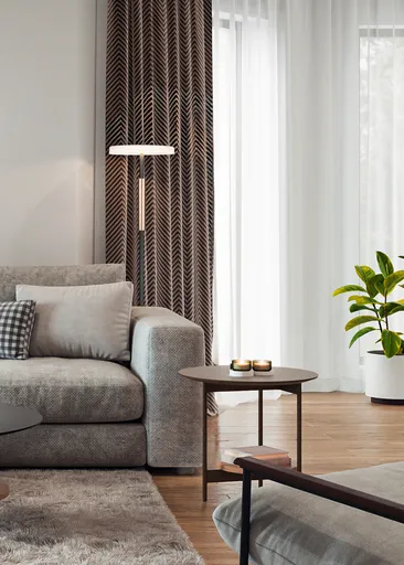 Lampadar Celeste, TRIO, 33x160 cm, 15W, 1x SMD LED, metal, negru/alb