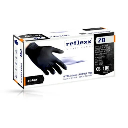 Manusi Nitril Profesionale Reflexx Negre, Marimea L