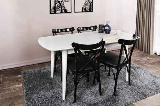 Masa extensibila, Hanah Home, Retro 1193, 130x75x80 cm, Alb