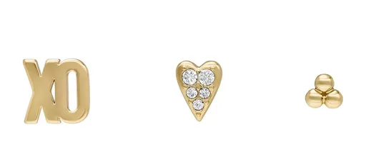 Fossil Set de cercei placați cu aur All Stacked Up JA7277SET