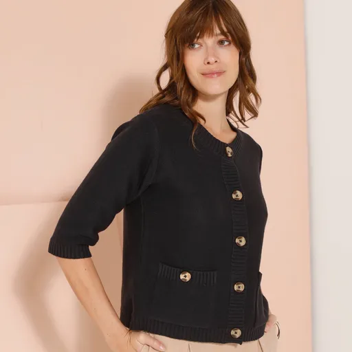 Pulover cu mâneci lungi până la cot și buzunare