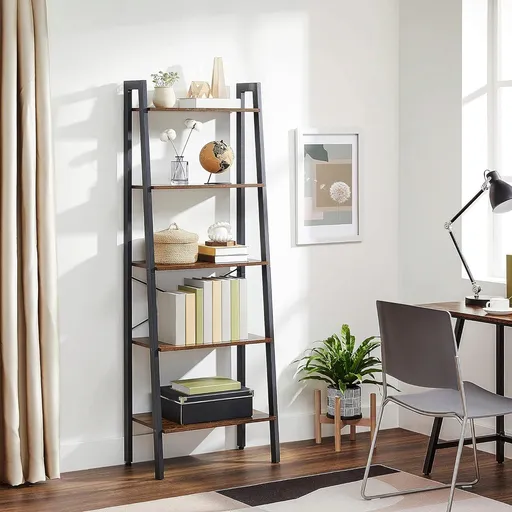 Biblioteca Alinru Ladder, Vasagle, 56 x 32 x 172, PAL/otel, maro rustic