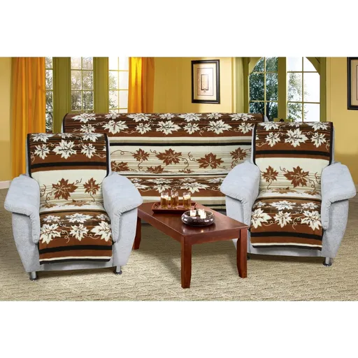 Cuverturi de canapea şi fotolii Karmela Plus, Frunze maro, 150 x 200 cm, 2 buc. 65 x 150 cm