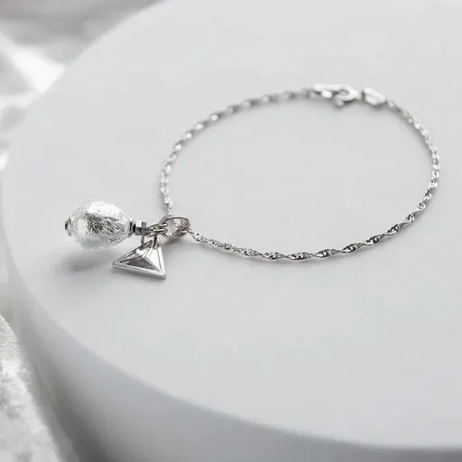 Lampglas Brățară elegantă Moon Nude, cu argint pur în perla Lampglas BNM4/AG/RHO 18 cm