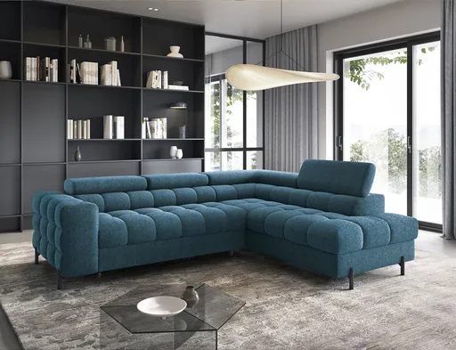 Coltar extensibil dreapta 5 locuri ELTAP, RT-40AMO, Ferucce, 276x200x93 cm, lemn/poliester, albastru