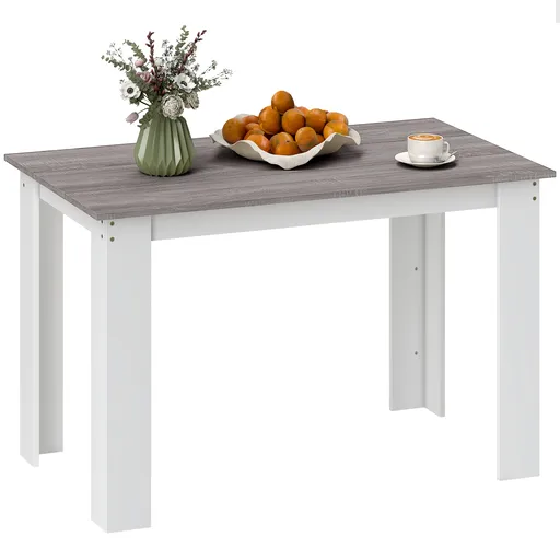HOMCOM Masă Modernă de Dining pentru 4-6 Persoane 120x69x75 cm Gri și Alb | Aosom Romania