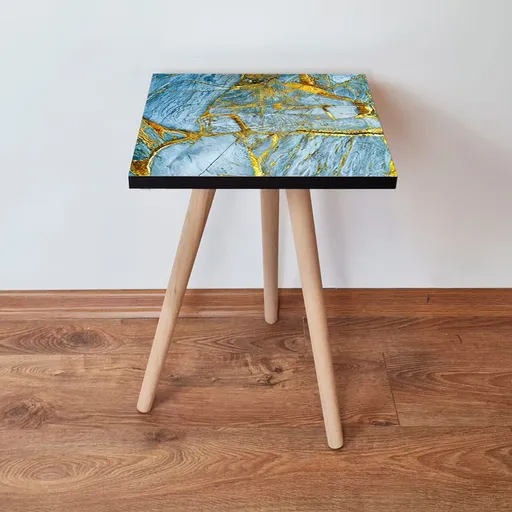 Masuta, Hanah Home, Shp235, 35x42x35 cm, Albastru / Auriu