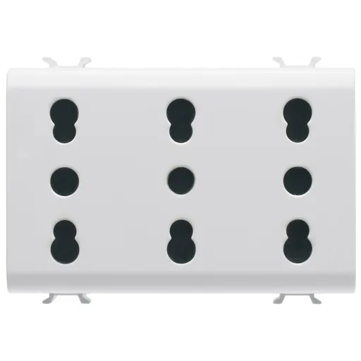 Priza standard italian 3 module 16A Gewiss Chorus GW10209, alb