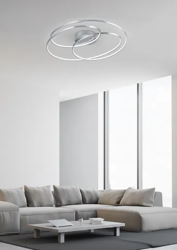 Plafoniera Gale, TRIO, 60x43x13.5 cm, 38.5W, 1x SMD, metal, argintiu