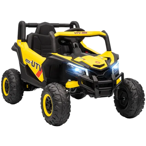 AIYAPLAY Mașină electrică copii UTV 12 V, buggy electric pentru copii cu telecomandă, 96 x 61 x 56 cm, galben | Aosom Romania