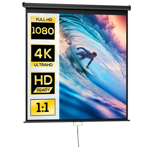 HOMCOM Ecran de proiecție TV și Home Cinema de 99 de inci, video proiector 1:1 4K HD, 178L x 178H cm | Aosom Romania
