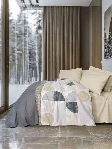 Lenjerie de pat pentru o persoana, L'essentiel Maison, Formo, Bumbac Ranforce, Bej