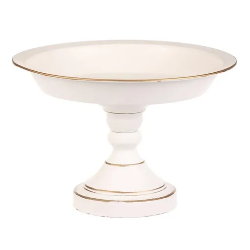 Sculptural metal bowl on stand 20 cm, white, 20 CM