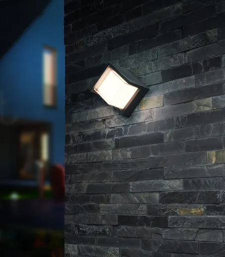 Aplica de perete pentru exterior Puno, RL, 15x10x15 cm, 8W, 1x SMD, plastic, negru mat