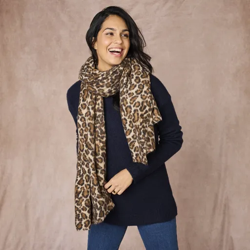 Eșarfă cu imprimeu de leopard