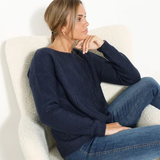 Pulover mic cu guler rotund și mânecă lungă