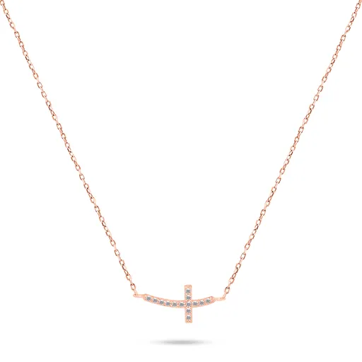 Brilio Silver Colier argintiu Cruce cu pietre de zircon NCL57R